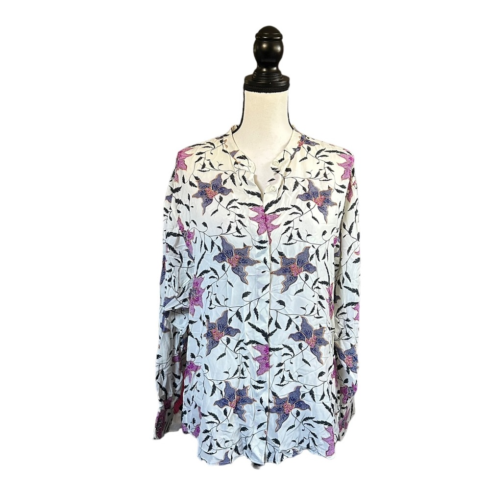 Isabel Marant Etoile Catchell Blouse in Ecru Floral Button-Up Coastal Small NWT